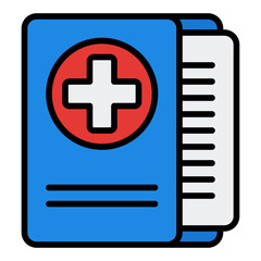 Medical folder icon. Health record symbol. Eye care and ophthalmology documents collection. Filled Line Icon