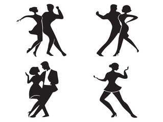 Graceful Dancing Symbol Pack in Minimalist Silhouette Vector Illustration