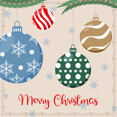 Merry Christmas greeting card template. Christmas template for greeting card, party invitation card, banner, background.
