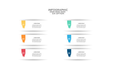 Infographic Design Featuring Six Colorful Brush Stroke Options and Lorem Ipsum Text for Presentations and Data Visualization