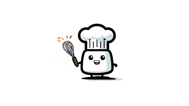 Cute cartoon chef whisk illustration