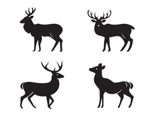Elegant Deer Collection Set in Minimalist Silhouette Vector Format