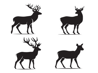 Beautiful Deer Icons Pack in Graceful Silhouette Vector Design