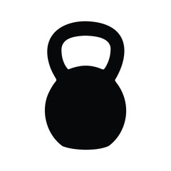 Black kettlebell weightlifting silhouette, fitness and sport equipment for strength training, kettlebell silhouette vector illustration