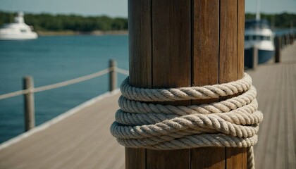 Nautical rope tied to a post. 10