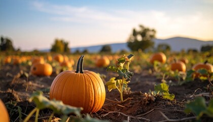 Pumpkin field at twilight
