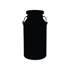 Monochrome Silhouette of a Classic Milk Can, Isolated on White Background, milk can silhouette vector illustration