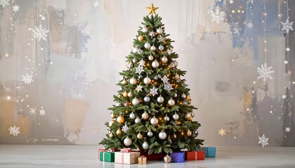 Christmas tree with ornaments and presents