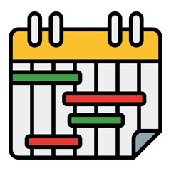 Schedule 2 icon. Shipment schedule symbol. Package delivery and logistics collection. Filled Line Icon
