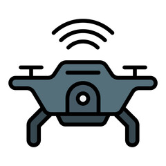 Drone icon. Air delivery symbol. Modern postal service and package transport collection. Filled Line Icon