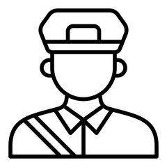 Postman icon. Courier symbol. Postal worker and package delivery collection. Line Icon