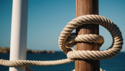 Nautical rope tied to a post. 3