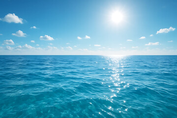 Obraz premium Peaceful Blue Ocean Horizon Under Sunlight