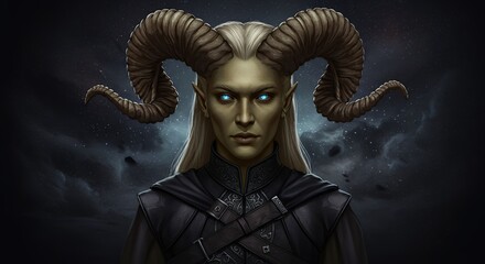 Fantasy figure portrait with horns