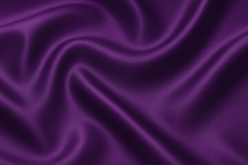 Stylish violet satin fabric with elegant folds and silky glossy texture.