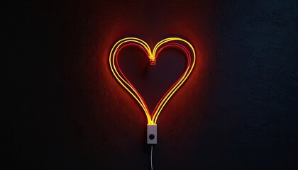 Neon heart on a dark wall. 4