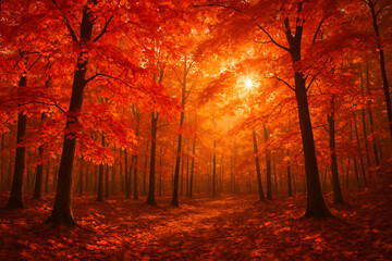 Fototapeta premium Golden Autumn Forest Glow