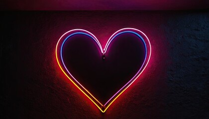 Neon heart on a dark wall. 3