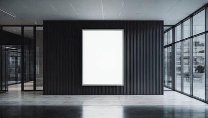 Fototapeta premium Coworking office interior with empty banner