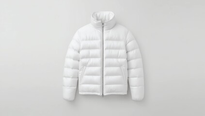 White down jacket for women front view isolated on white background