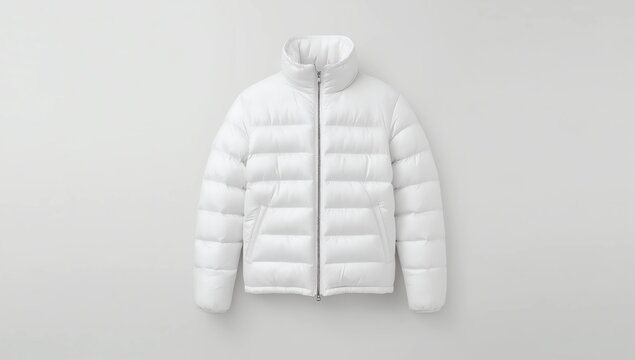 White down jacket for women front view isolated on white background