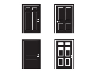 Simple Door Icon Collection in Minimal Silhouette Vector Format