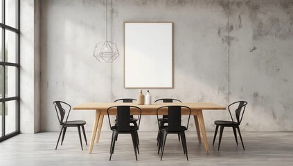 Contemporary living room with blank billboard