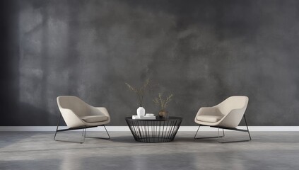 Contemporary living room with copyspace