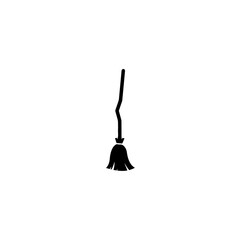 Halloween witch's broom vector illustration. Black editable broom for Happy Halloween concepts