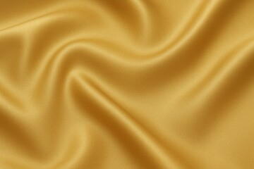 Luxurious gold satin fabric with smooth folds and elegant silky texture.