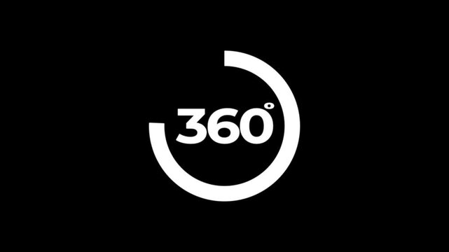 360-degree view icon.360&deg; icon animation with optional luma matte on black background.