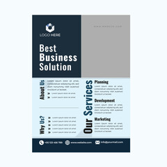 Vector illustration of business solution flyer with services and contact information template