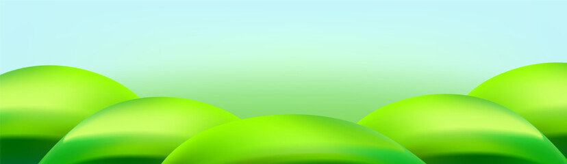 3d green grass hill with mountain playground and eco park landscape vector background.