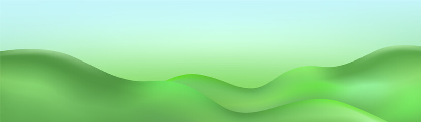 Outdoor field with paper texture podium and nature land render design.