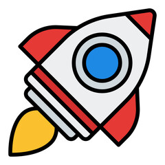 Launch icon. Startup symbol. Business presentation and project beginning collection. Filled Line Icon