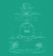Hand drawing and outline illustrations of god Lord Shiva symbol Shivalinga