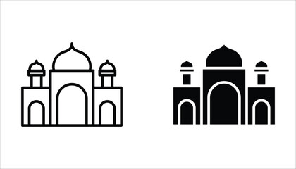 mosque icon set. editable icons, can be used in logo, UI and web design, Flat illustration of vector icon on white background.
