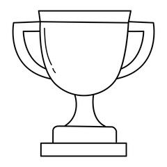 Trophy cup line art icon, minimalist outline design, award prize symbol for achievement, competition, success, education, and recognition.
