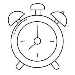 Alarm clock line art icon, minimalist outline design, time management symbol for education, schedule, planning, office, and reminders.
