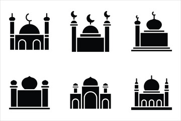mosque icon set. editable icons, can be used in logo, UI and web design, Flat illustration of vector icon on white background.