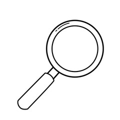 Magnifying glass line art icon, minimalist outline design, simple search and discovery symbol for education, research, or analysis.
