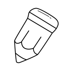 Pencil line art icon, minimalist outline design, simple stationery symbol for writing, drawing, school, education, creativity, and office.
