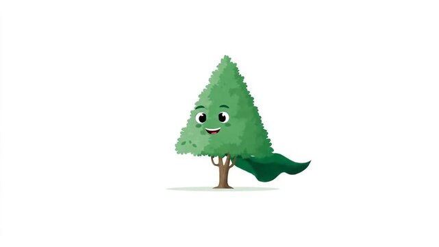 Cute cartoon tree with cape illustration