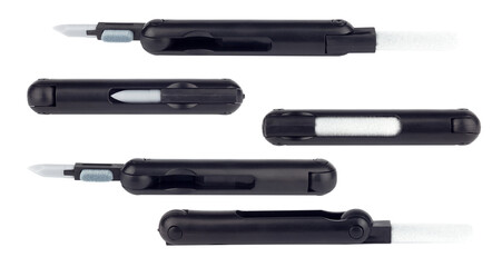 Fototapeta premium set of multitool for cleaning headphones folded, isolated from the background 