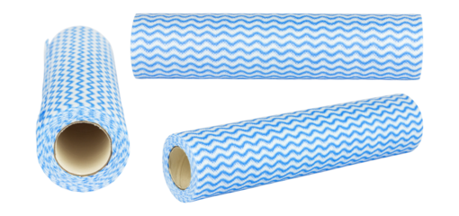set of roll of disposable kitchen towels isolated from background	
