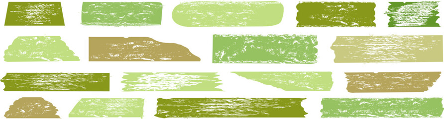 Abstract  green organic shapes with hand brush stroke and grunge texture frame element.