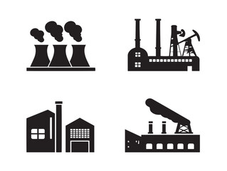 Obraz premium Industrial Factory Icon Set in Professional Silhouette Vector Artwork