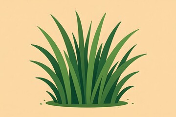 Eco-Friendly Botanical Illustration: Lush Green Grass and Leafy Background in Flat Design for Spring and Summer Gardens