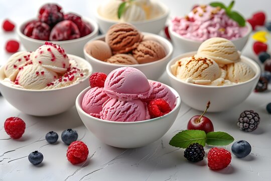 Cream Garnish Toppings Vibrant Playful Isolated Transparent Background Collection Ice Bowls Scoops Assorted Print Copy Space Template Branding Social Media Poster Banner Marketing Ecomme SEO Optimized