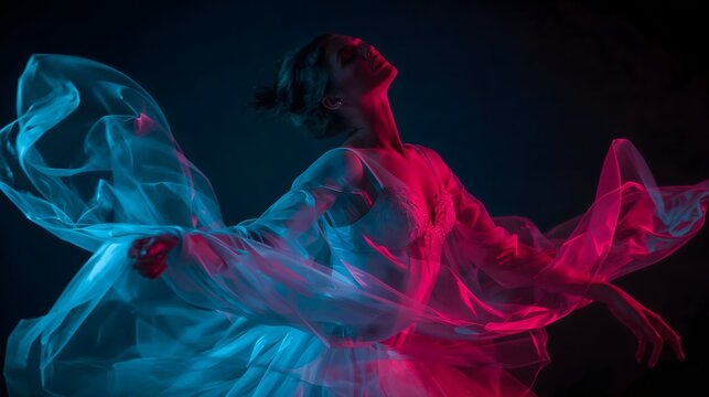 Fine art ballet photography with motion and dramatic light, Ballerina